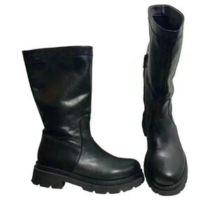 NERO GIARDINI Made in Italy Women's Leather Black Combat Boots Size 39